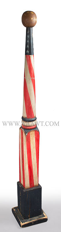 Barber Pole, Post Form, Tapered, Painted, Stars, Original Paint
Unknown Maker
Circa 1930 to 1940ish, entire view